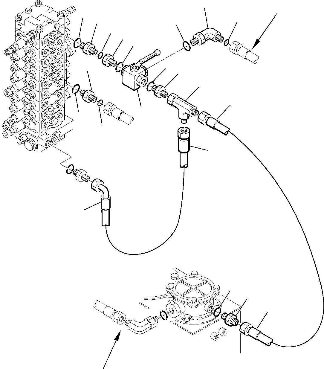 Komatsu parts book diagram for PC75R-2 USA S/N 22E5200001-Up: HYDRAULIC PIPING (ATTACHMENT LINE)