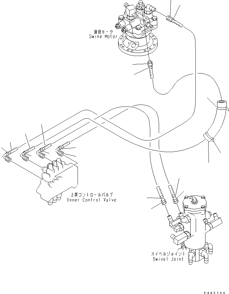 Komatsu parts book diagram for PC75UD-2 S/N 5001-UP: ACTUATOR LINE (SWING AND BLADE)(#7928-)