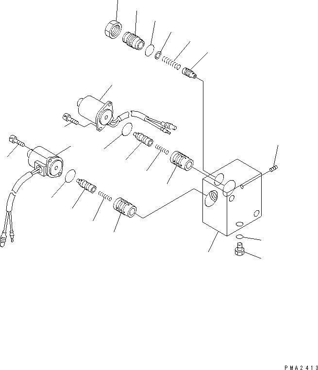 Komatsu parts book diagram for PC75UD-2 S/N 5001-UP: P.P.C MAIN LINE (LOCK VALVE)