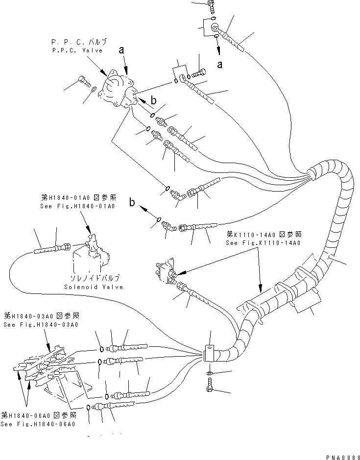 Komatsu parts book diagram for PC75UD-2 S/N 5001-UP: FLOOR FRAME (PIPING ? L.H.) (KOMATSU PATTERN)(#5001-5646)