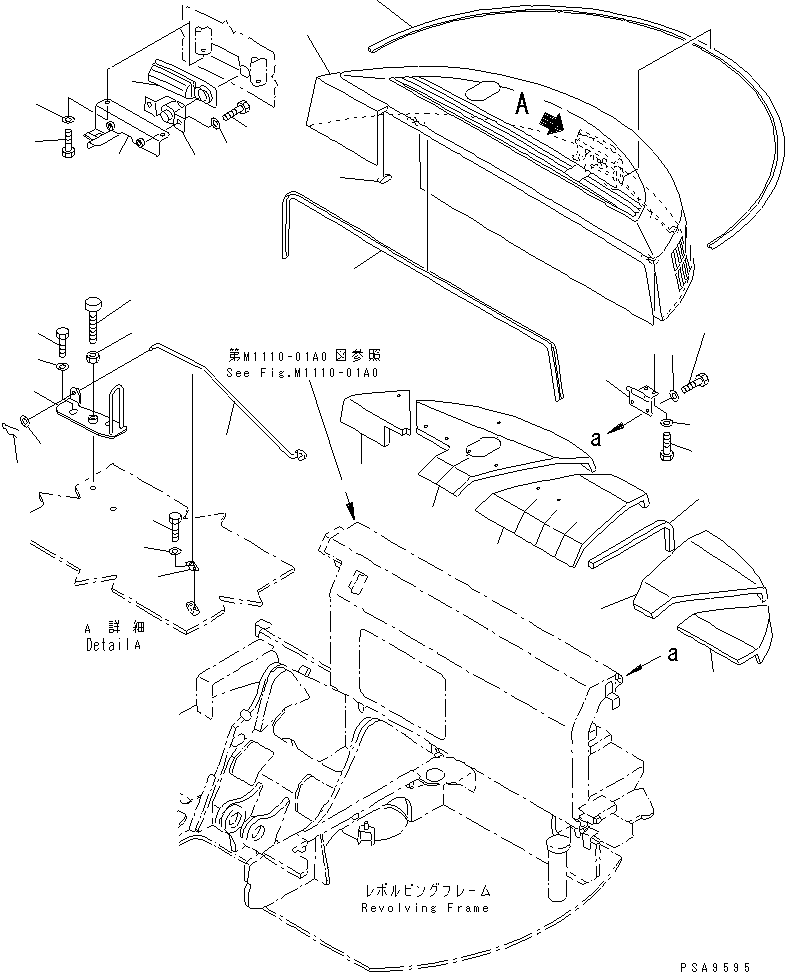 Komatsu parts book diagram for PC75UD-2 S/N 5001-UP: HOOD (HOOD) (FOR EXHAUST PIPE UPWARD)(#11105-)