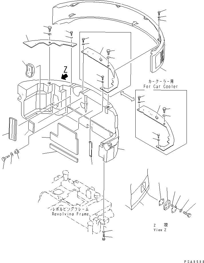 Komatsu parts book diagram for PC75UD-2 S/N 5001-UP: COUNTER WEIGHT (FOR EXHAUST PIPE UPWARD)(#11105-)