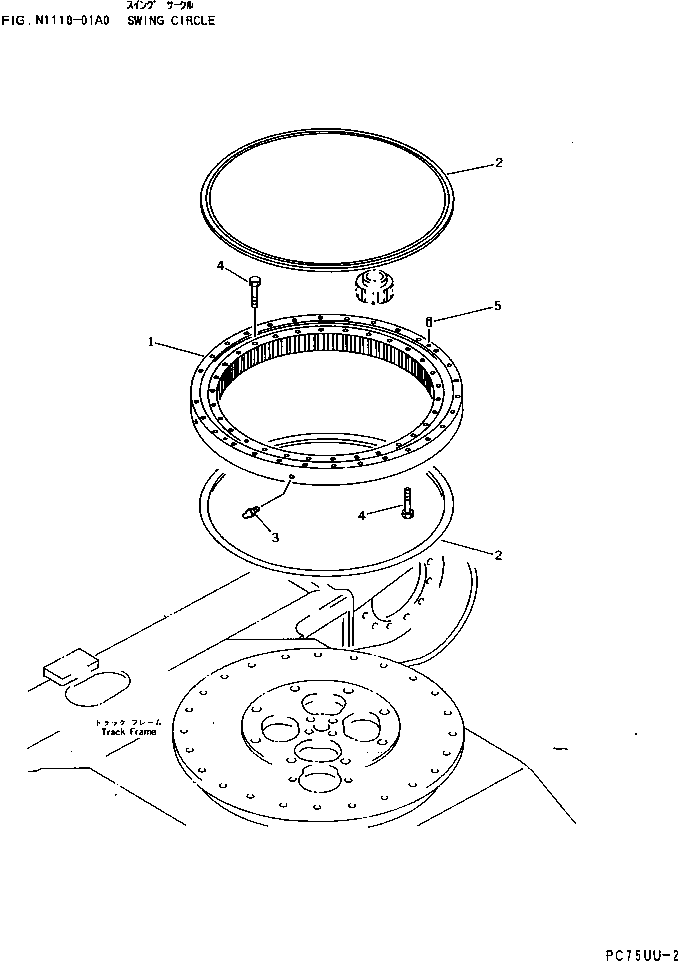 Komatsu parts book diagram for PC75UD-2 S/N 5001-UP: SWING CIRCLE