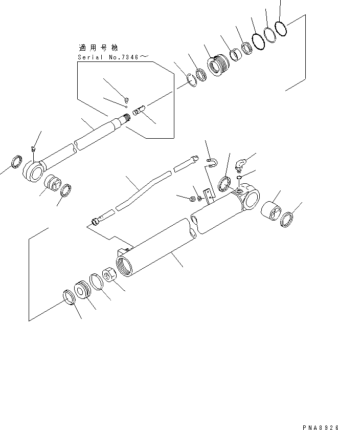 Komatsu parts book diagram for PC75UD-2 S/N 5001-UP: ARM CYLINDER (INNER PARTS) (MONO BOOM)(#7075-)