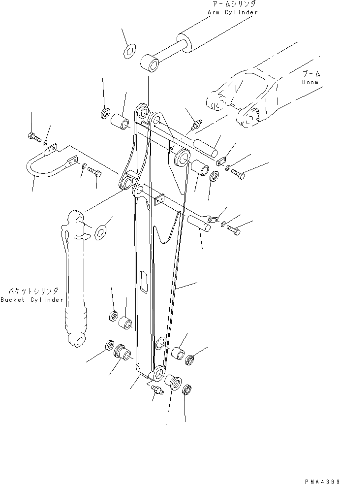 Komatsu parts book diagram for PC75UD-2 S/N 5001-UP: ARM (ARM AND PIN)(#7075-)