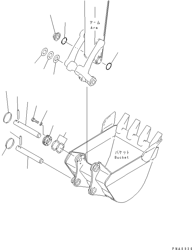 Komatsu parts book diagram for PC75UD-2 S/N 5001-UP: BUCKET PIN(#10371-)