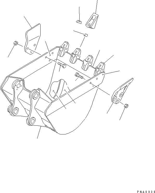 Komatsu parts book diagram for PC75UD-2 S/N 5001-UP: BUCKET ? 0.25M3 (MINI 0.44M3) WIDTH 750MM(#10371-)