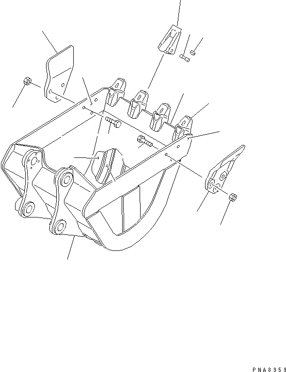 Komatsu parts book diagram for PC75UD-2 S/N 5001-UP: REINFOCED BUCKET ? 0.25M3 (MINI 0.44M3) WIDTH 750MM               (HORIZONTAL PIN TYPE)(#5001-10370)