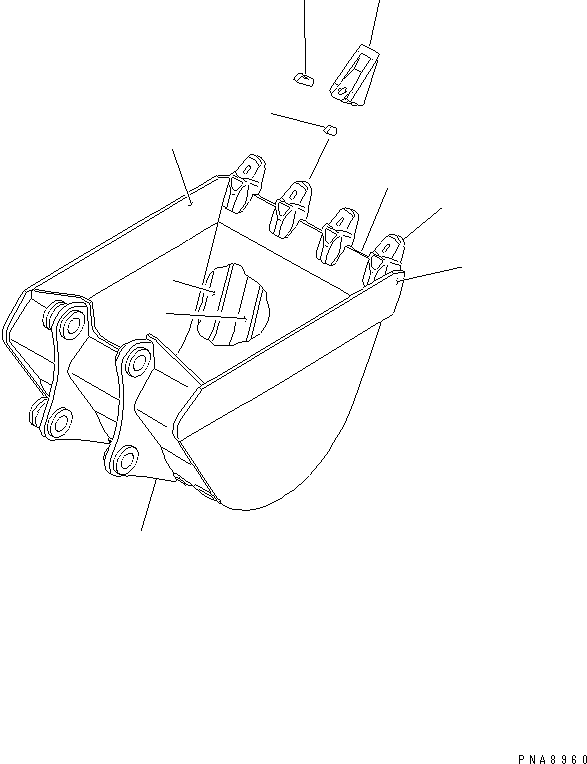Komatsu parts book diagram for PC75UD-2 S/N 5001-UP: BUCKET ? 0.30M3 (MINI 0.50M3) WIDTH 760MM(#5001-10370)
