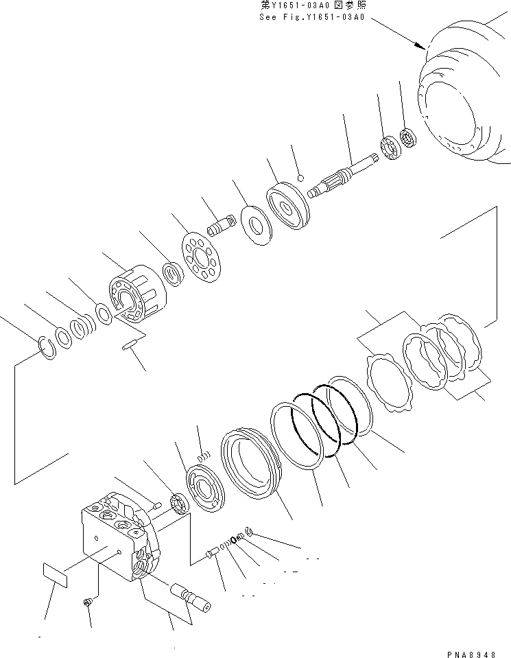 Komatsu parts book diagram for PC75UD-2 S/N 5001-UP: TRAVEL MOTOR (1/3) (HYDRAULIC MOTOR)
