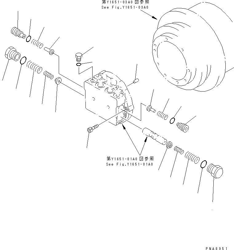 Komatsu parts book diagram for PC75UD-2 S/N 5001-UP: TRAVEL MOTOR (2/3) (BRAKE VALVE)