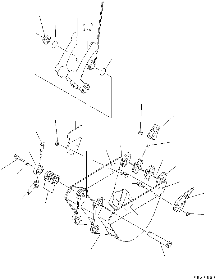 Komatsu parts book diagram for PC75UD-2 S/N 5001-UP: BUCKET (VERTICAL PIN TYPE ? WITH ADJUSTER)(#5001-10370)