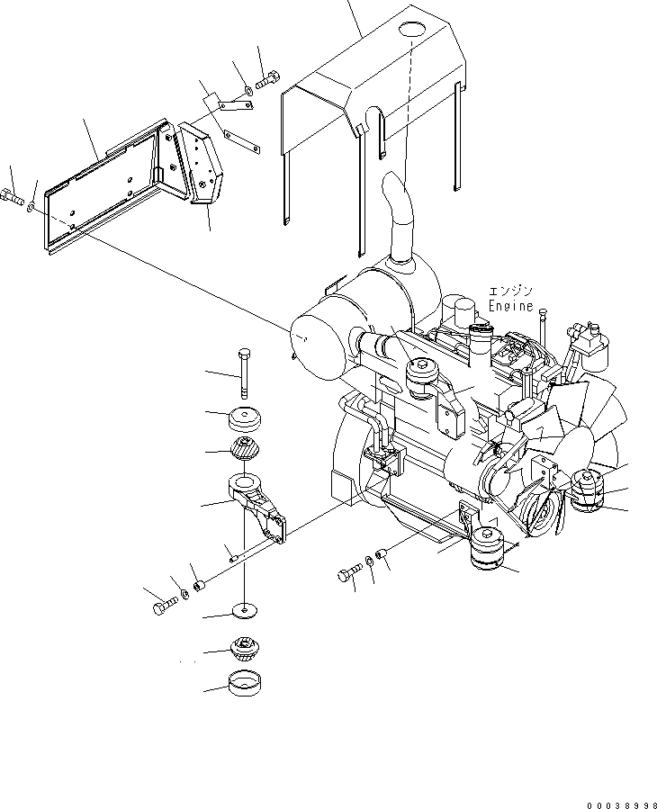 Komatsu parts book diagram for PC78MR-6 S/N 1001-UP (For North America): ENGINE MOUNT (EU NOISE REDUCTION ARRANGEMENT 2)(#2182-)