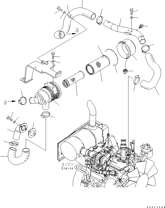 Komatsu parts book diagram for PC78MR-6 S/N 1001-UP (For North America): AIR CLEANER (DOUBLE)(#1190-)