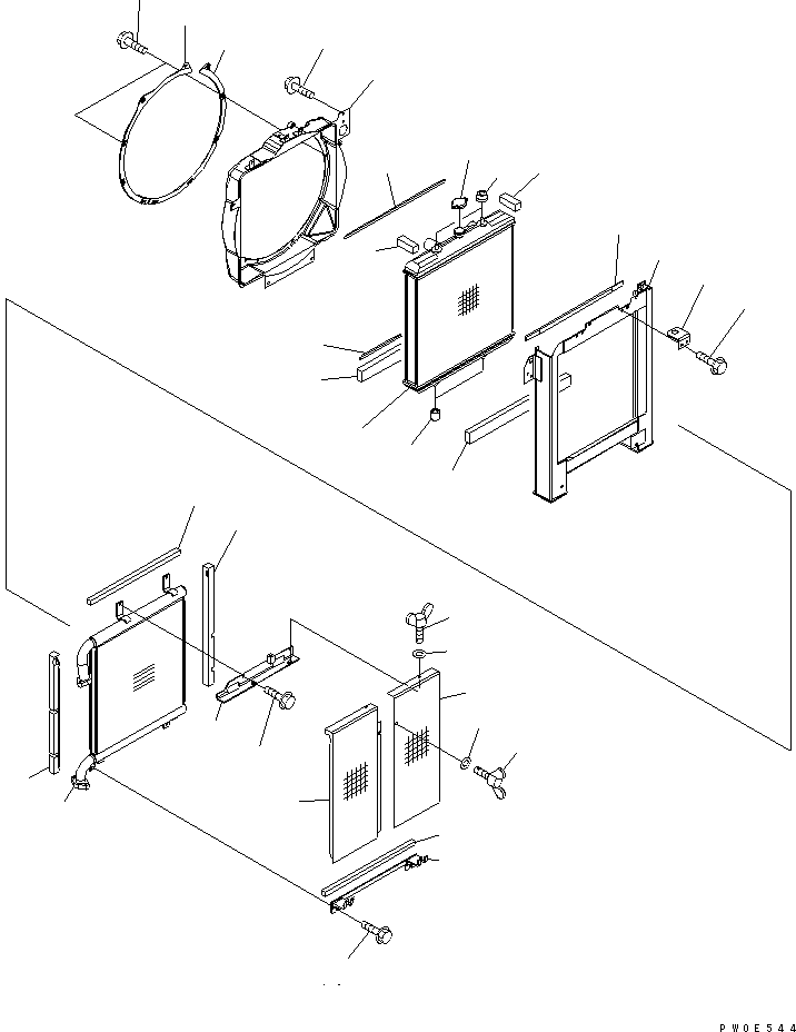 Komatsu parts book diagram for PC78MR-6 S/N 1001-UP (For North America): COOLING (RADIATOR AND OIL COOLER) (WITH NET)
