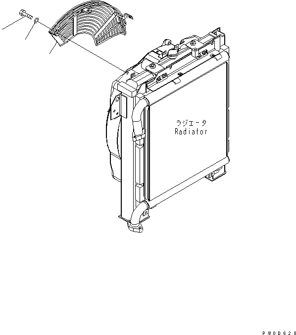Komatsu parts book diagram for PC78MR-6 S/N 1001-UP (For North America): FAN GUARD (WITH HEATER)