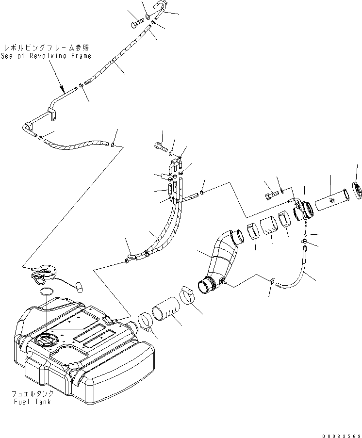 Komatsu parts book diagram for PC78MR-6 S/N 1001-UP (For North America): FUEL TANK (SUB TANK)(#1006-)