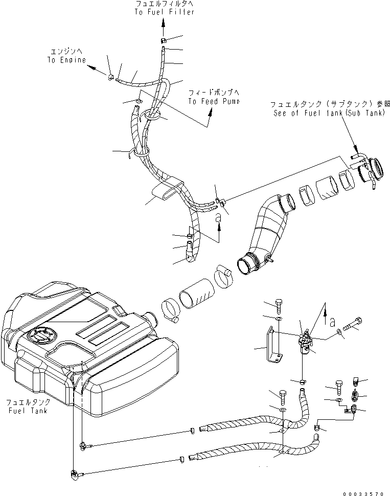 Komatsu parts book diagram for PC78MR-6 S/N 1001-UP (For North America): FUEL LINE(#1001-1189)