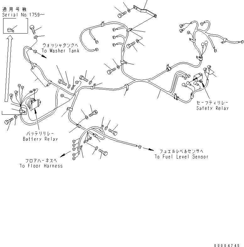 Komatsu parts book diagram for PC78MR-6 S/N 1001-UP (For North America): ELECTRICAL (MAIN HARNESS) (1/3)