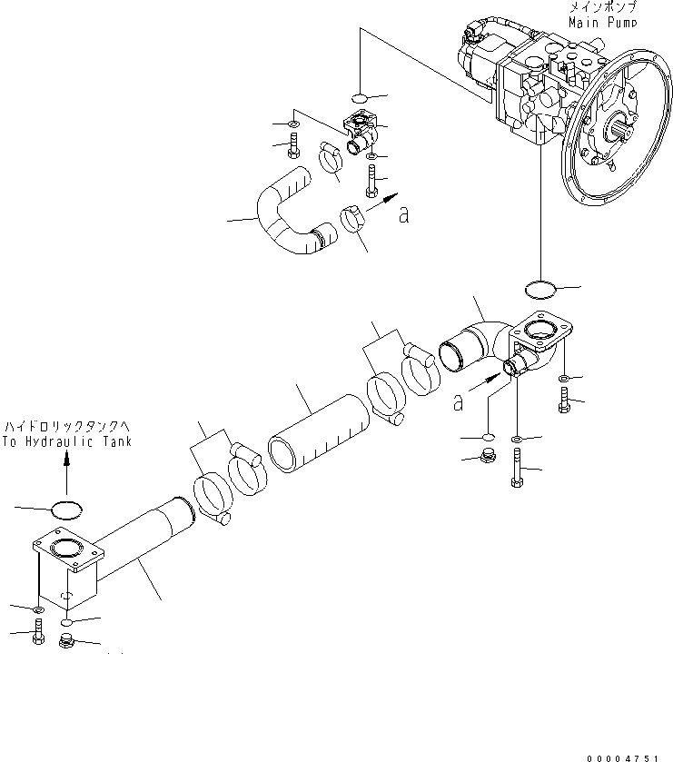 Komatsu parts book diagram for PC78MR-6 S/N 1001-UP (For North America): SUCTION LINE (BLADE)