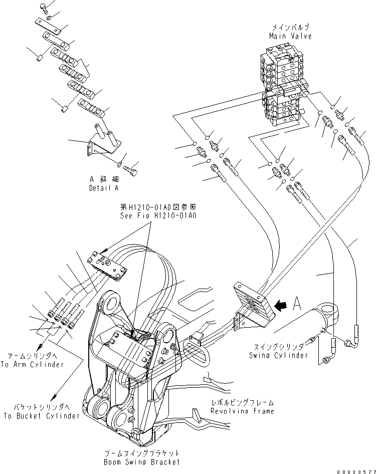 Komatsu parts book diagram for PC78MR-6 S/N 1001-UP (For North America): ARM AND BUCKET LINE (ATTACHMENT)(#1001-1016)
