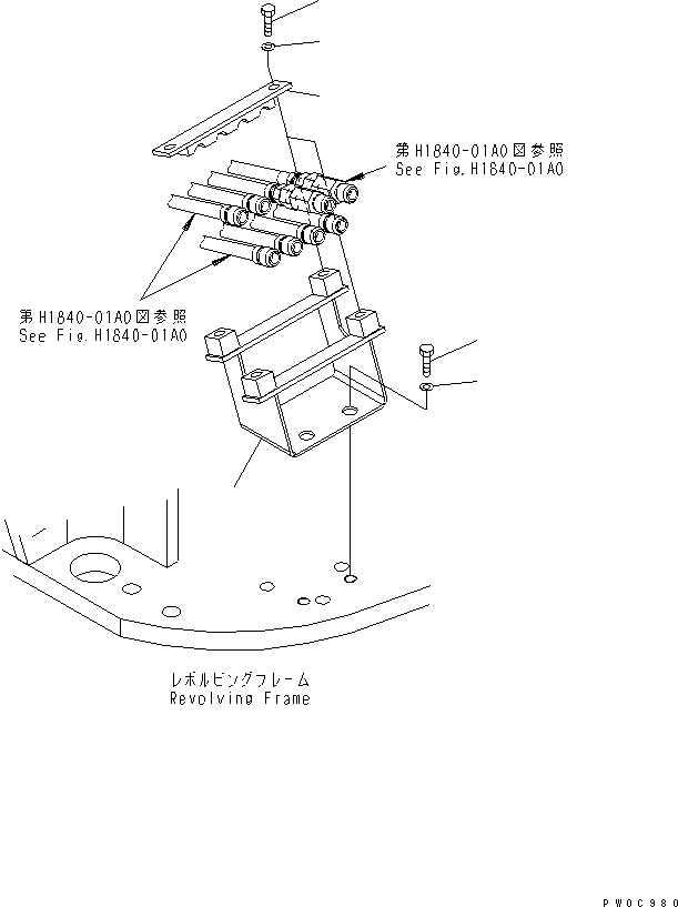 Komatsu parts book diagram for PC78MR-6 S/N 1001-UP (For North America): P.P.C MAIN LINE (3/4) (BLADE)