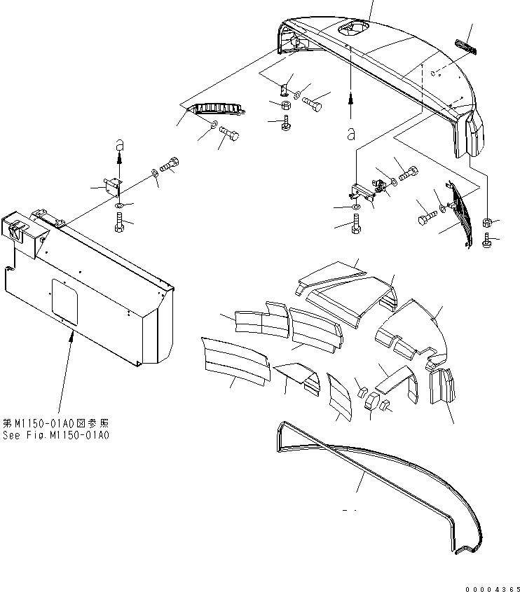 Komatsu parts book diagram for PC78MR-6 S/N 1001-UP (For North America): HOOD (HOOD) (YELLOW)
