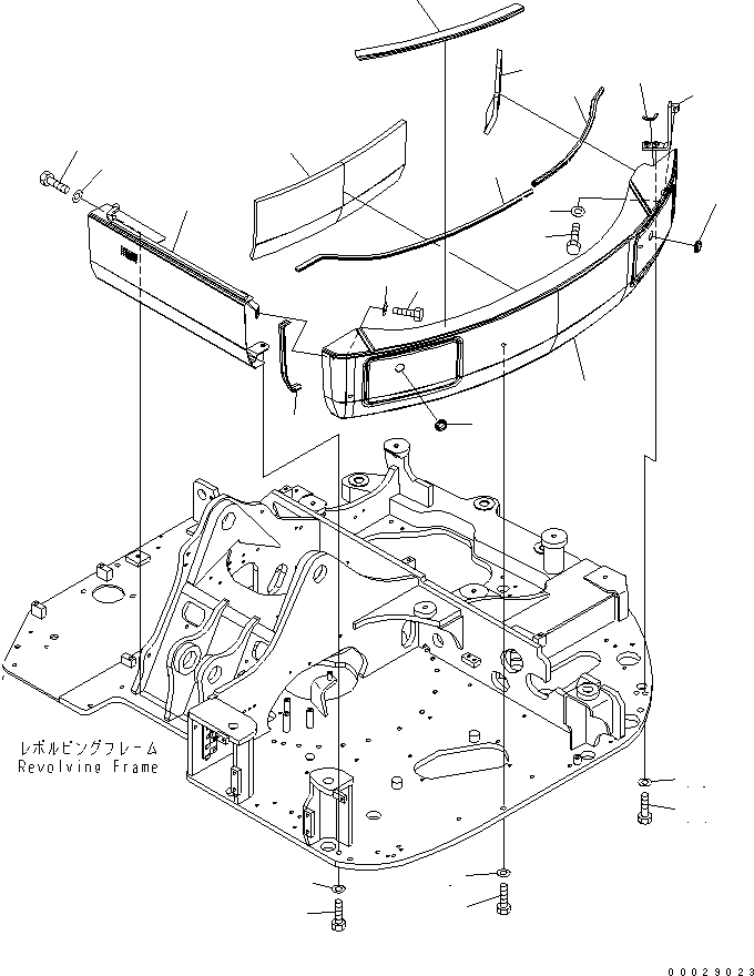 Komatsu parts book diagram for PC78MR-6 S/N 1001-UP (For North America): LEFT SIDE COVER (YELLOW)