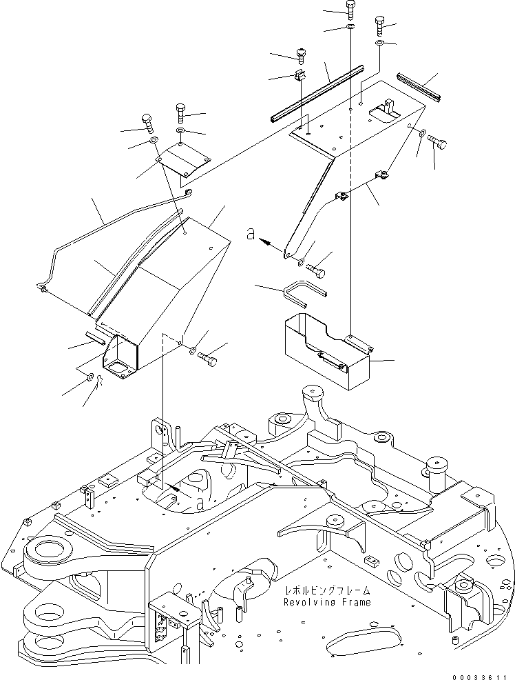 Komatsu parts book diagram for PC78MR-6 S/N 1001-UP (For North America): FRONT COVER (TANK COVER) (ATTACHMENT) (YELLOW) (2/2)(#1095-)
