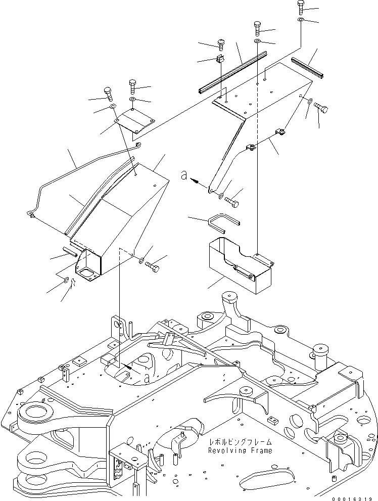 Komatsu parts book diagram for PC78MR-6 S/N 1001-UP (For North America): FRONT COVER (TANK COVER) (YELLOW) (2/2)(#1095-)