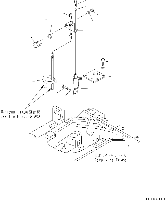 Komatsu parts book diagram for PC78MR-6 S/N 1001-UP (For North America): FRONT COVER (FILLER BRACKET) (ATTACHMENT) (YELLOW)(#3253-)