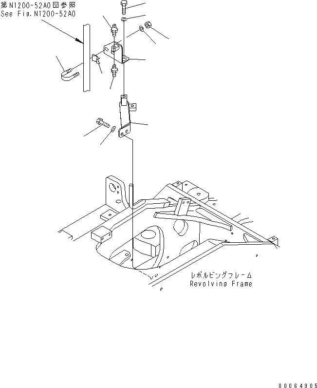 Komatsu parts book diagram for PC78MR-6 S/N 1001-UP (For North America): FRONT COVER (FILLER BRACKET) (YELLOW)(#3253-)
