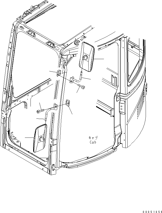 Komatsu parts book diagram for PC78MR-6 S/N 1001-UP (For North America): REAR VIEW MIRROR ? L.H. (FOR ISO VISIBILITY)(#2665-)
