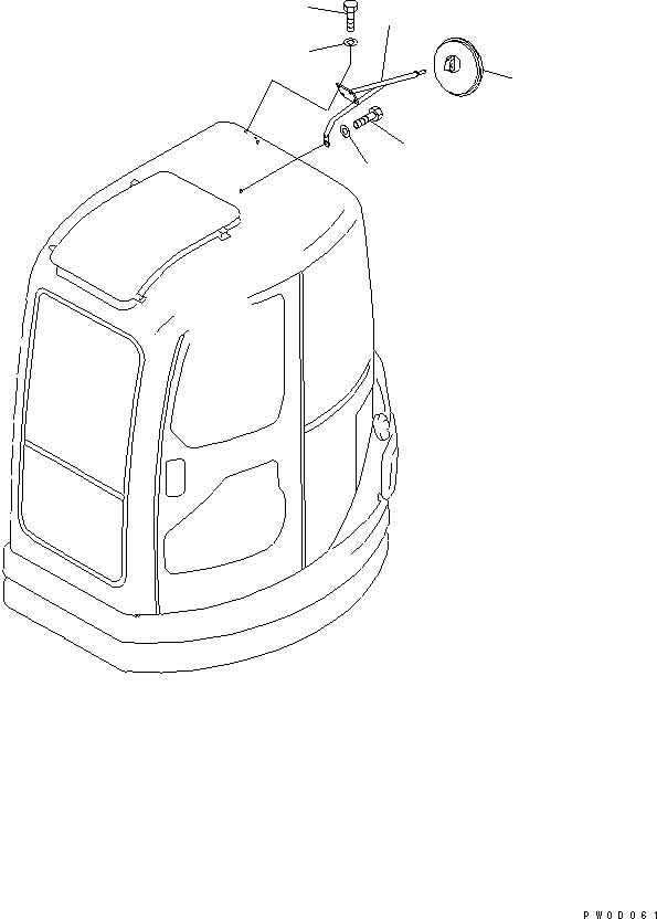 Komatsu parts book diagram for PC78MR-6 S/N 1001-UP (For North America): REAR VIEW MIRROR(#1001-1189)