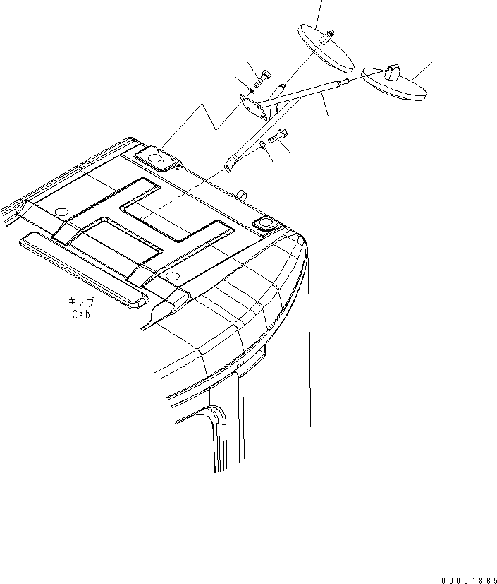 Komatsu parts book diagram for PC78MR-6 S/N 1001-UP (For North America): REAR VIEW MIRROR RH(#2665-)
