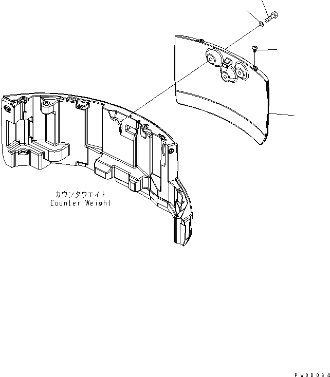 Komatsu parts book diagram for PC78MR-6 S/N 1001-UP (For North America): ADDITIONAL WEIGHT (YELLOW)