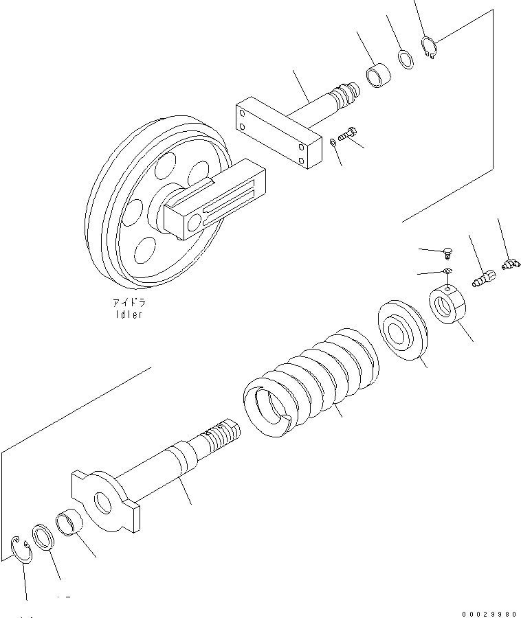 Komatsu parts book diagram for PC78MR-6 S/N 1001-UP (For North America): IDLER CUSHION