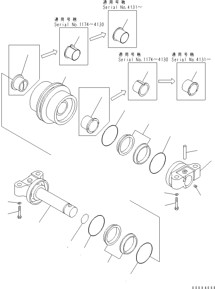 Komatsu parts book diagram for PC78MR-6 S/N 1001-UP (For North America): TRACK ROLLER