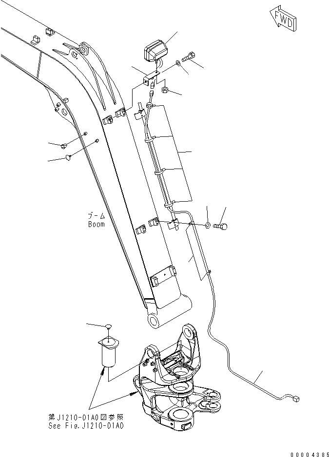 Komatsu parts book diagram for PC78MR-6 S/N 1001-UP (For North America): BOOM (WORK LAMP) (YELLOW)