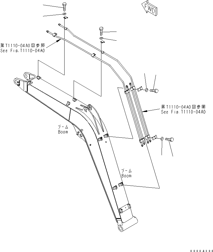 Komatsu parts book diagram for PC78MR-6 S/N 1001-UP (For North America): BOOM (BOLT) (YELLOW)