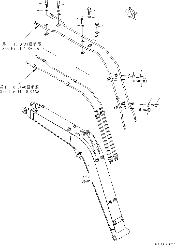 Komatsu parts book diagram for PC78MR-6 S/N 1001-UP (For North America): BOOM (BOLT) (ATTACHMENT) (YELLOW)