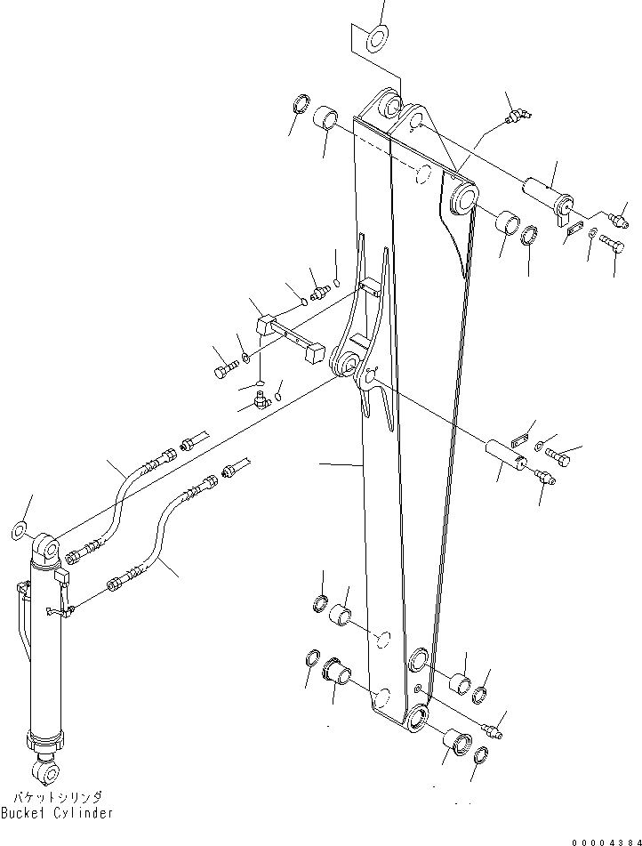 Komatsu parts book diagram for PC78MR-6 S/N 1001-UP (For North America): ARM (FOR LONG ARM) (ATTACHMENT) (YELLOW)