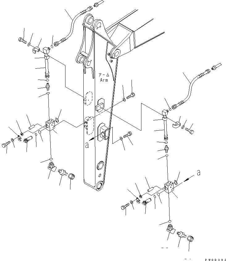 Komatsu parts book diagram for PC78MR-6 S/N 1001-UP (For North America): ARM (ADDITIONAL LINE) (FOR LONG ARM) (ATTACHMENT) (YELLOW)