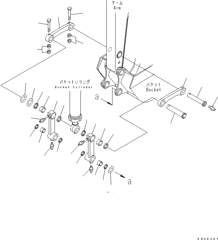Komatsu parts book diagram for PC78MR-6 S/N 1001-UP (For North America): BUCKET LINK (YELLOW)