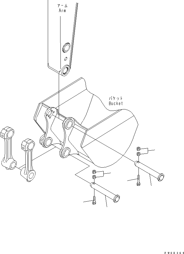 Komatsu parts book diagram for PC78MR-6 S/N 1001-UP (For North America): BUCKET PIN (YELLOW)