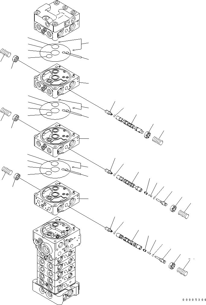 Komatsu parts book diagram for PC78MR-6 S/N 1001-UP (For North America): MAIN VALVE (9-VALVE) (2/25) (FOR BLADE)