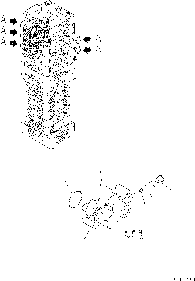 Komatsu parts book diagram for PC78MR-6 S/N 1001-UP (For North America): MAIN VALVE (9-VALVE) (3/25) (FOR BLADE)