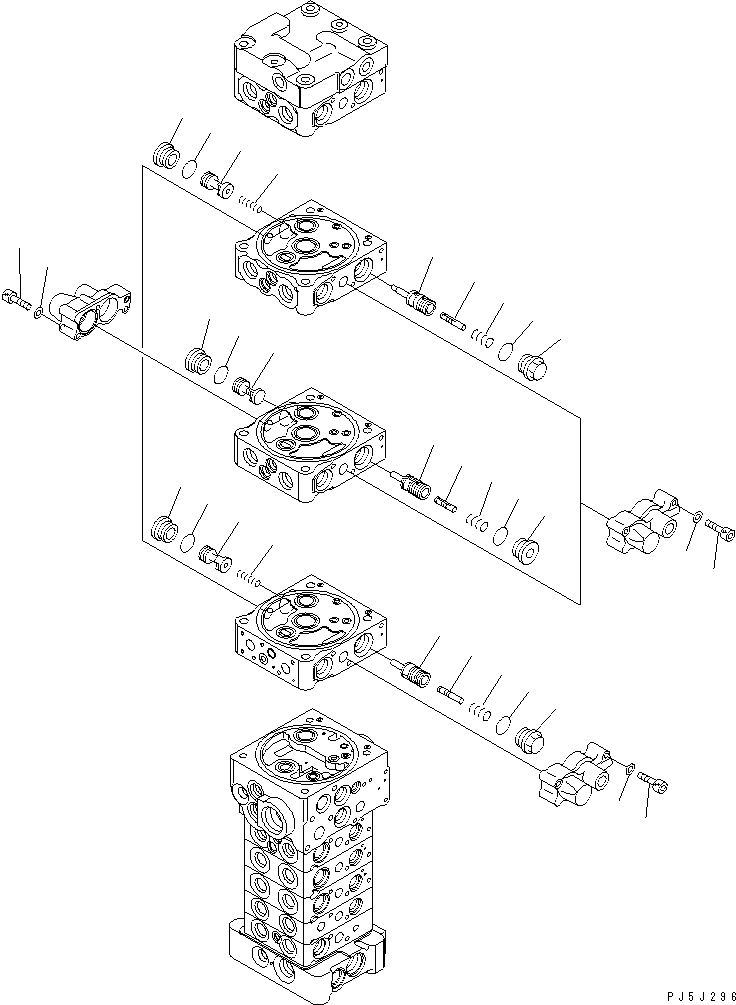 Komatsu parts book diagram for PC78MR-6 S/N 1001-UP (For North America): MAIN VALVE (9-VALVE) (5/25) (FOR BLADE)