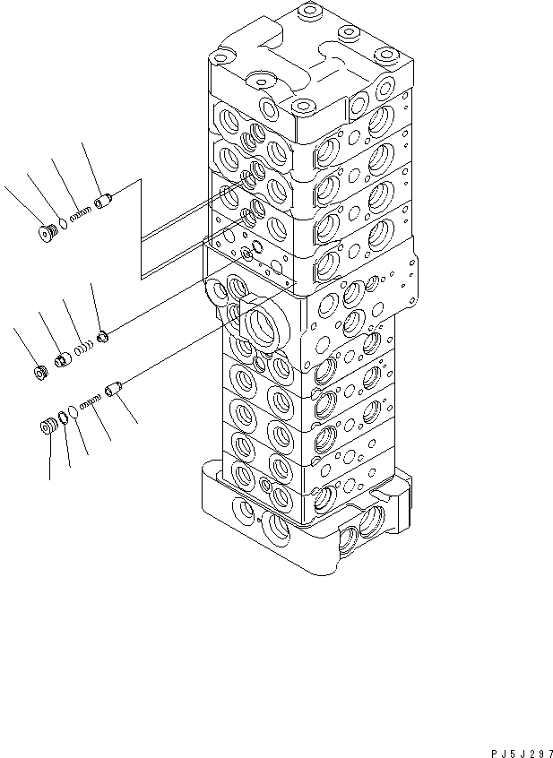 Komatsu parts book diagram for PC78MR-6 S/N 1001-UP (For North America): MAIN VALVE (9-VALVE) (6/25) (FOR BLADE) (WITH SERVICE VALVE)