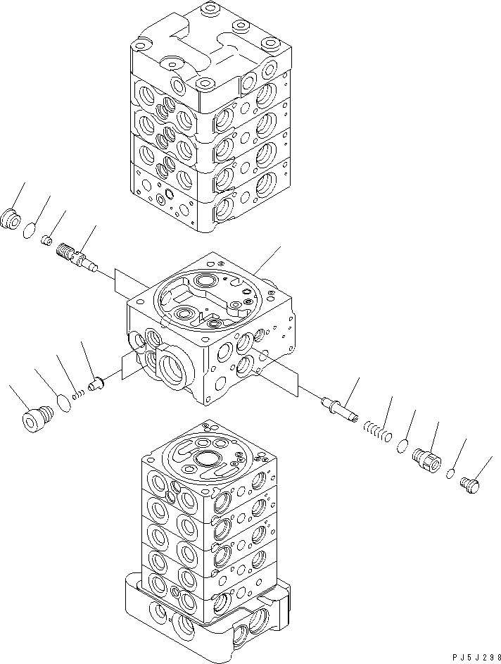 Komatsu parts book diagram for PC78MR-6 S/N 1001-UP (For North America): MAIN VALVE (9-VALVE) (7/25) (FOR BLADE) (WITH SERVICE VALVE)